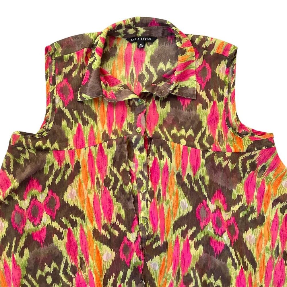 Zac & Rachel Women's XL Sleeveless Geometric Tunic Blouse Multicolor - Picture 4 of 6